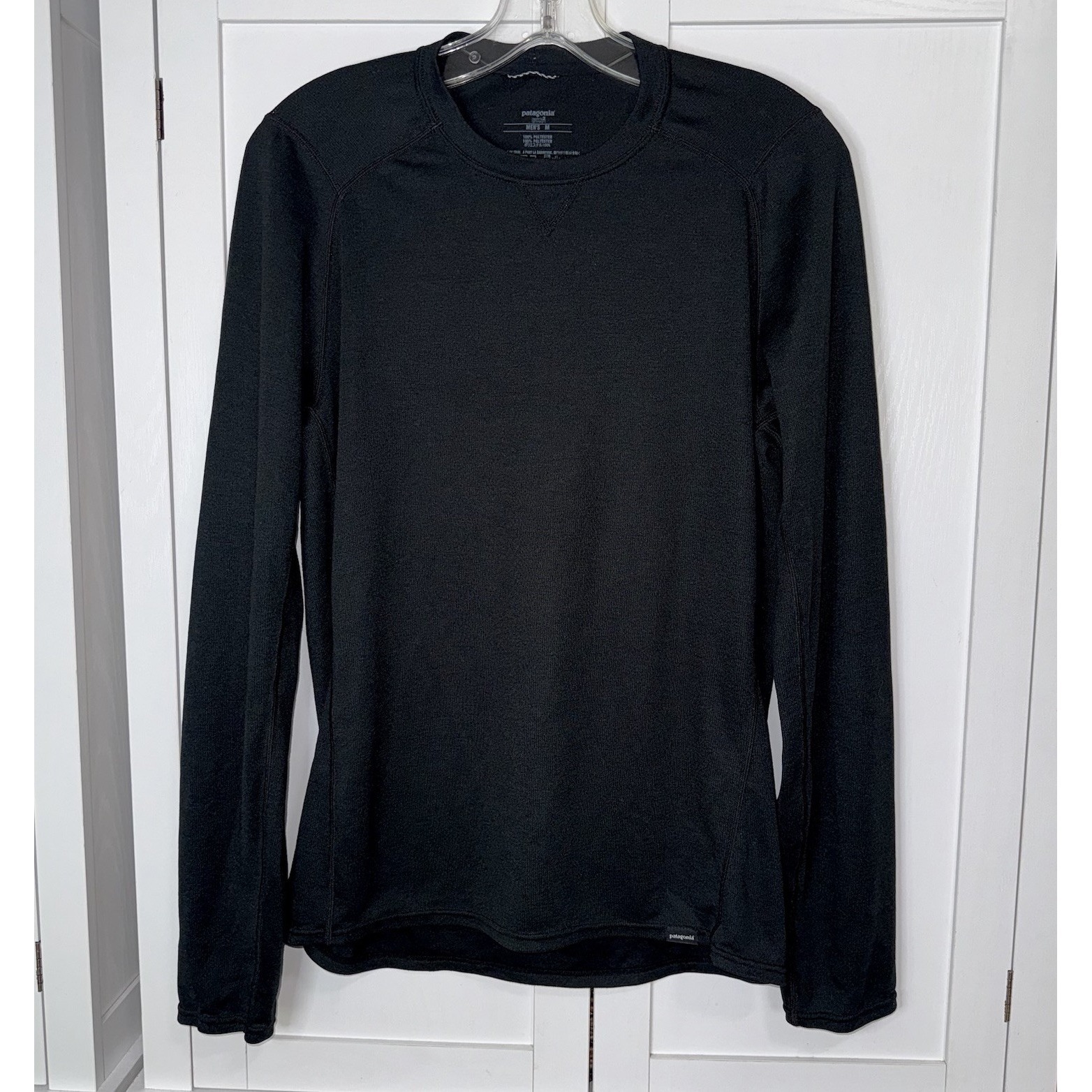 Patagonia Capilene Shirt Mens Medium Black Long Sleeve Base Layer Pullover Crew